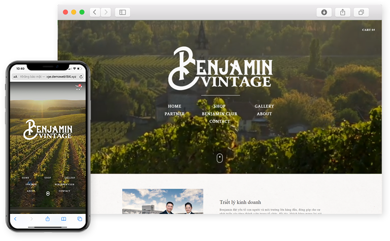 Thiết kế website giới thiệu sản phẩm rượu Shop Benjamin Vintage