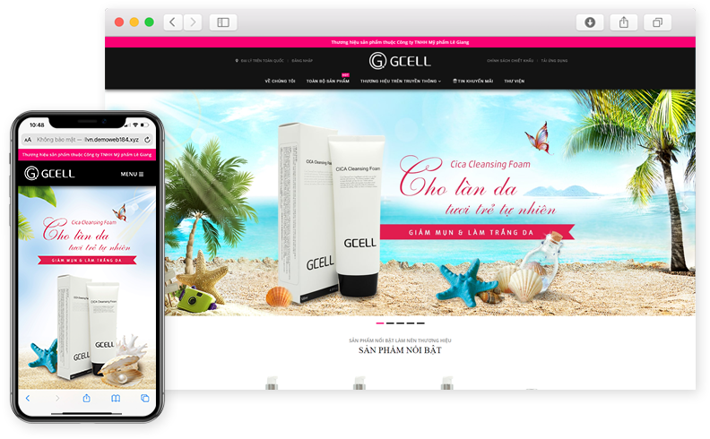 Thiết kế website Bán mỹ phẩm Gcell