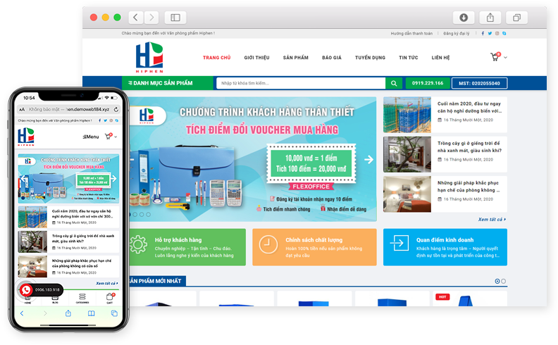 Thiết kế website Bán dụng cụ văn phòng phẩm Hiphen