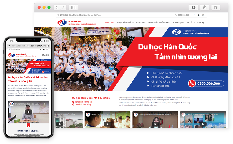 Thiết kế website trung tâm du học Hàn YM Education