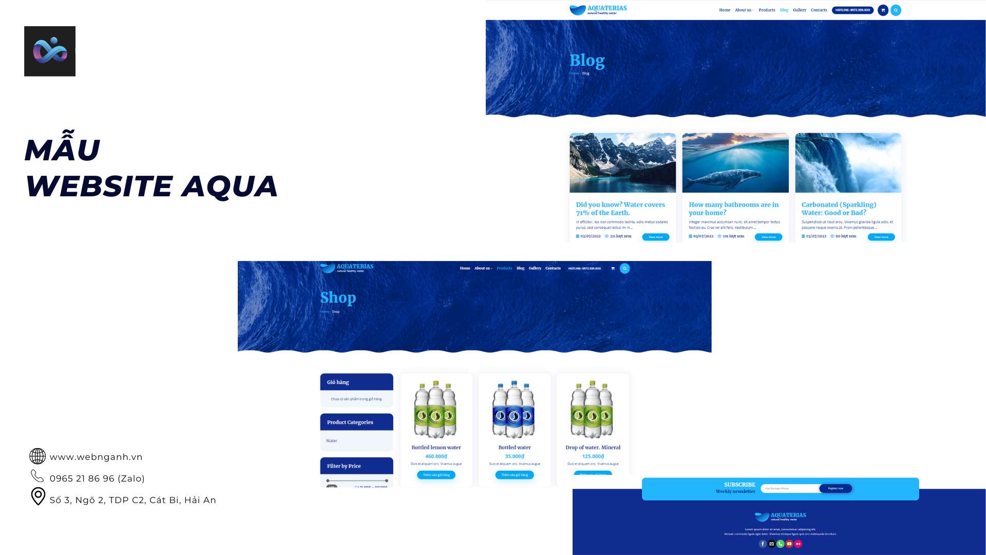 Mẫu website bán nước aqua