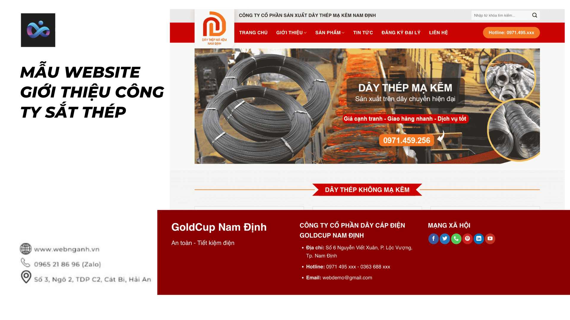 Mẫu Website giới thiệu công ty sắt thép