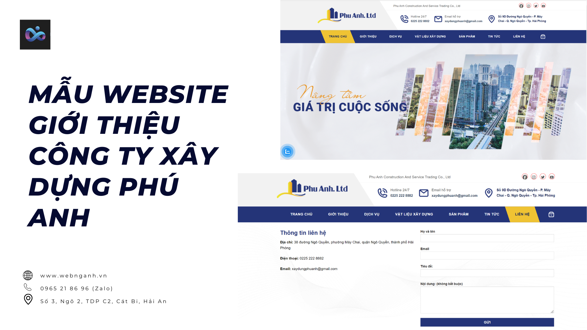 Mẫu website giới thiệu công ty xây dựng Phú Anh