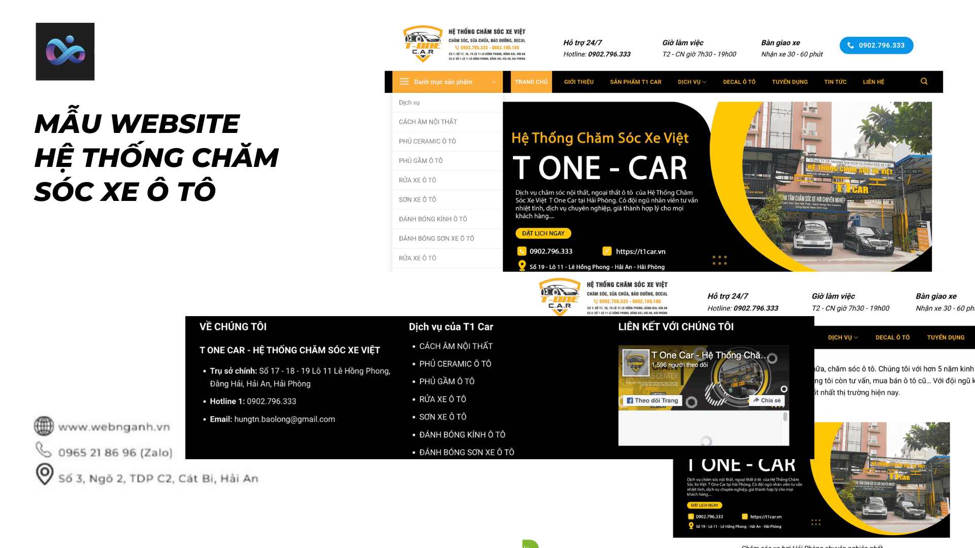 Mẫu Website hệ thống chăm sóc xe ô tô 