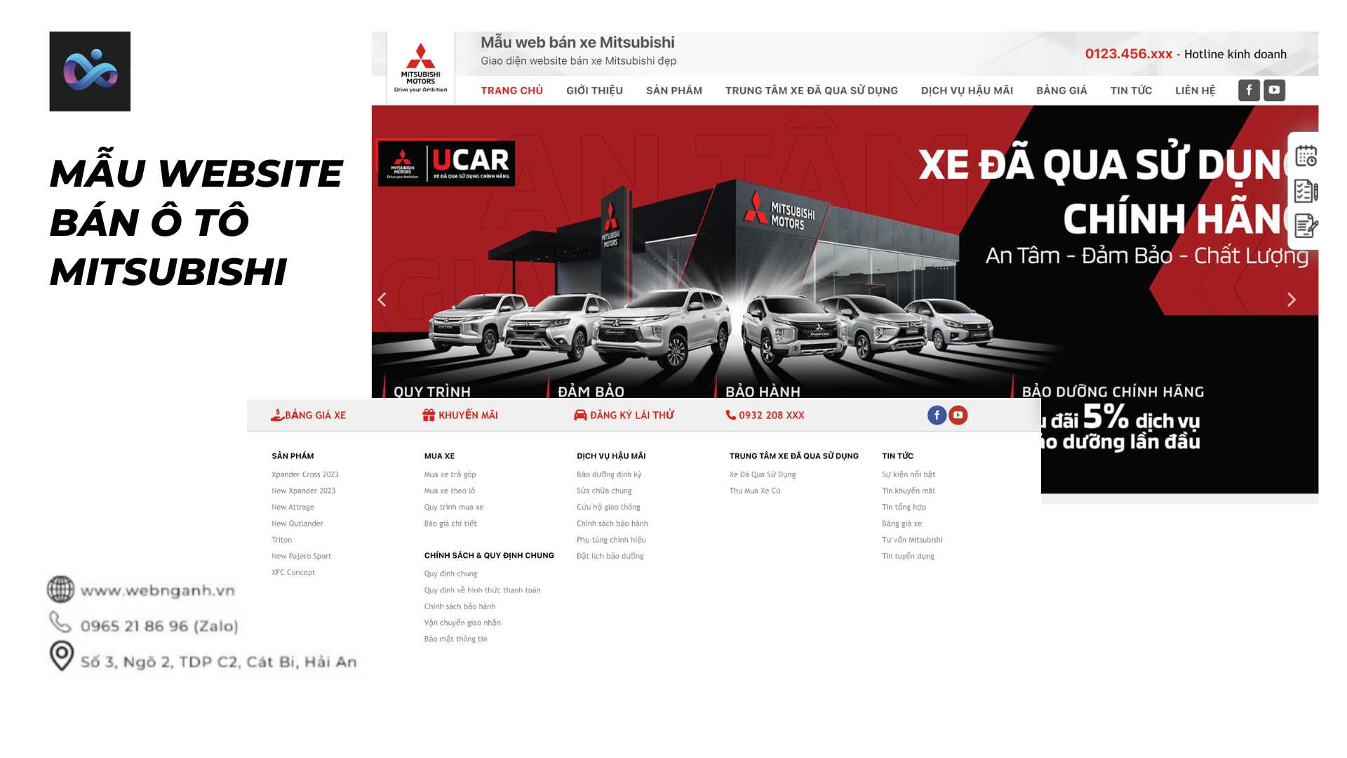 Mẫu Website bán ô tô Mitsubishi