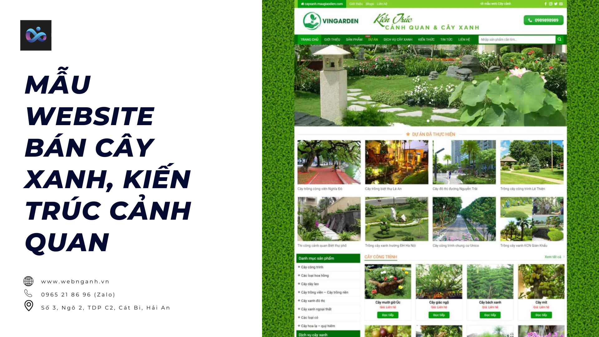 Mẫu Website bán cây xanh, kiến trúc cảnh quan