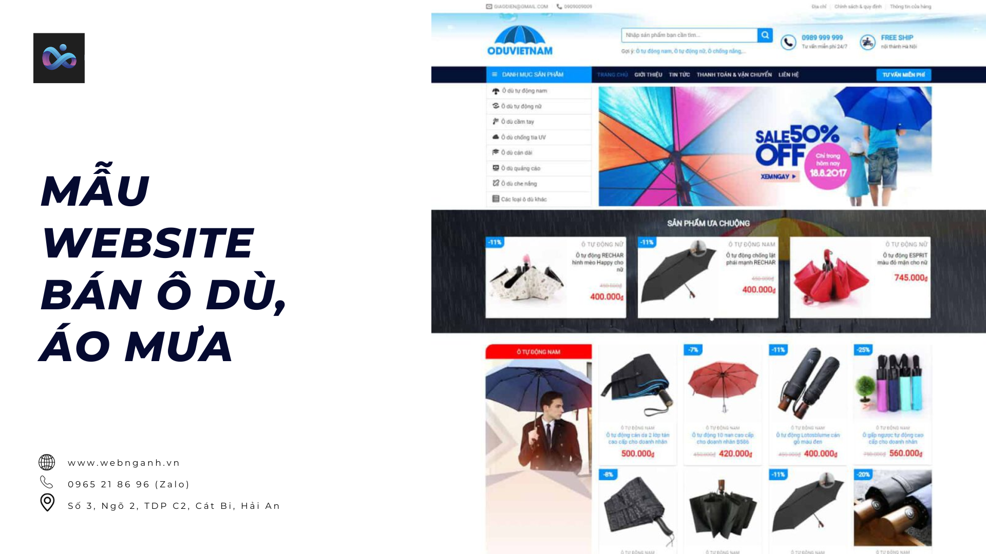 Mẫu Website bán ô dù, áo mưa