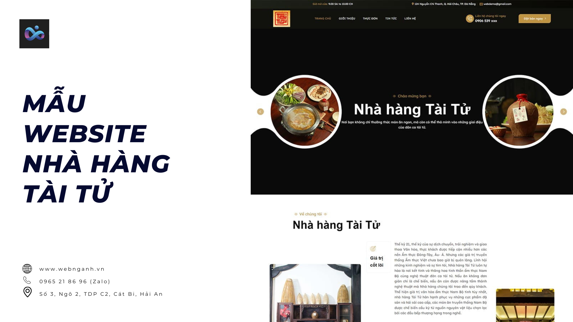 Mẫu website nhà hàng Tài Tử