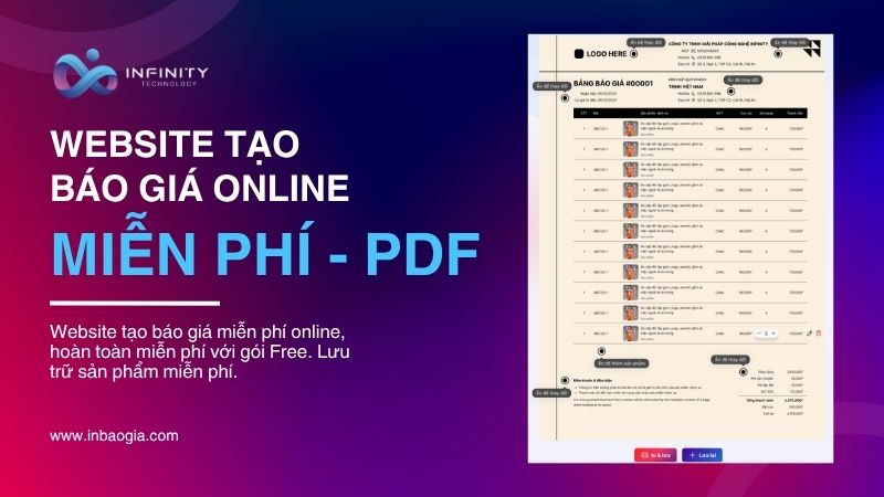 inBaoGia website tạo báo giá sản phẩm, dịch vụ online miễn phí (free)
